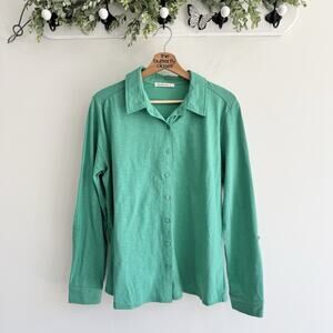 Womens Woolovers Green Cotton Button Down Collared Shirt Large 16-3069